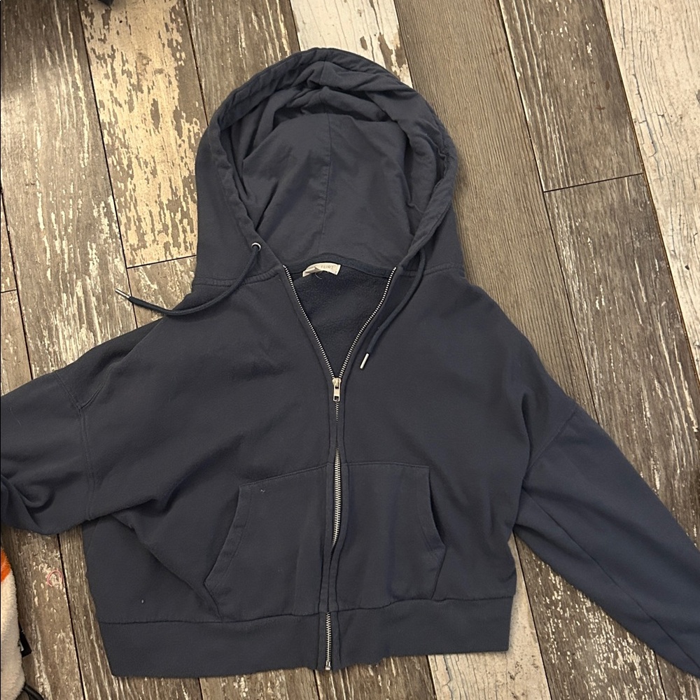 Dark blue Cropped zip up hoodie